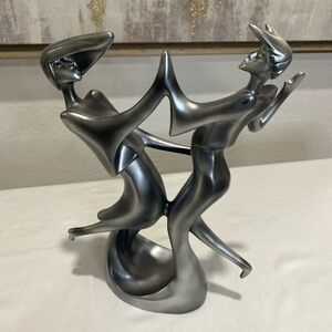 Modern Silver Dancing Couple Sculpture